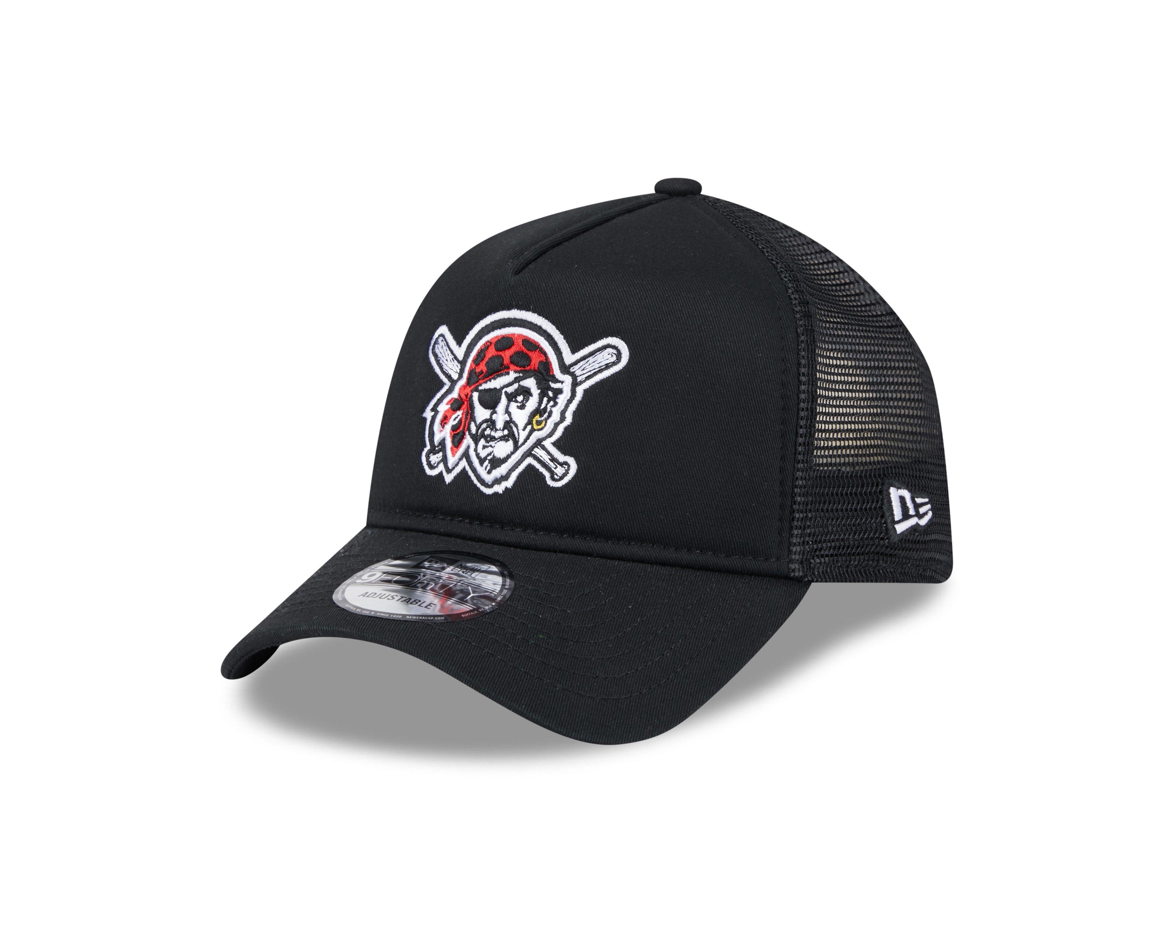 New Era Pittsburgh Pirates 9FORTY A-Frame Trucker Snapback Hat-Black - BLACK
